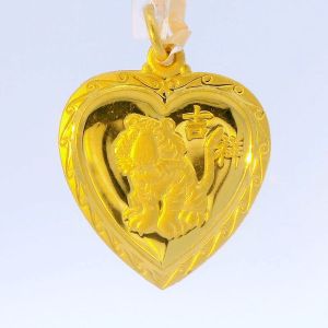 24K Heart Tiger Traditional Pendant - Z013399